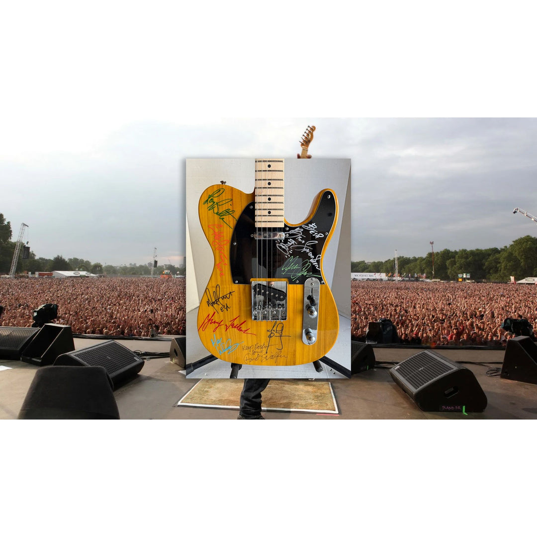 Bruce Springsteen and the E street band Telecaster electric guitar signed with proof.