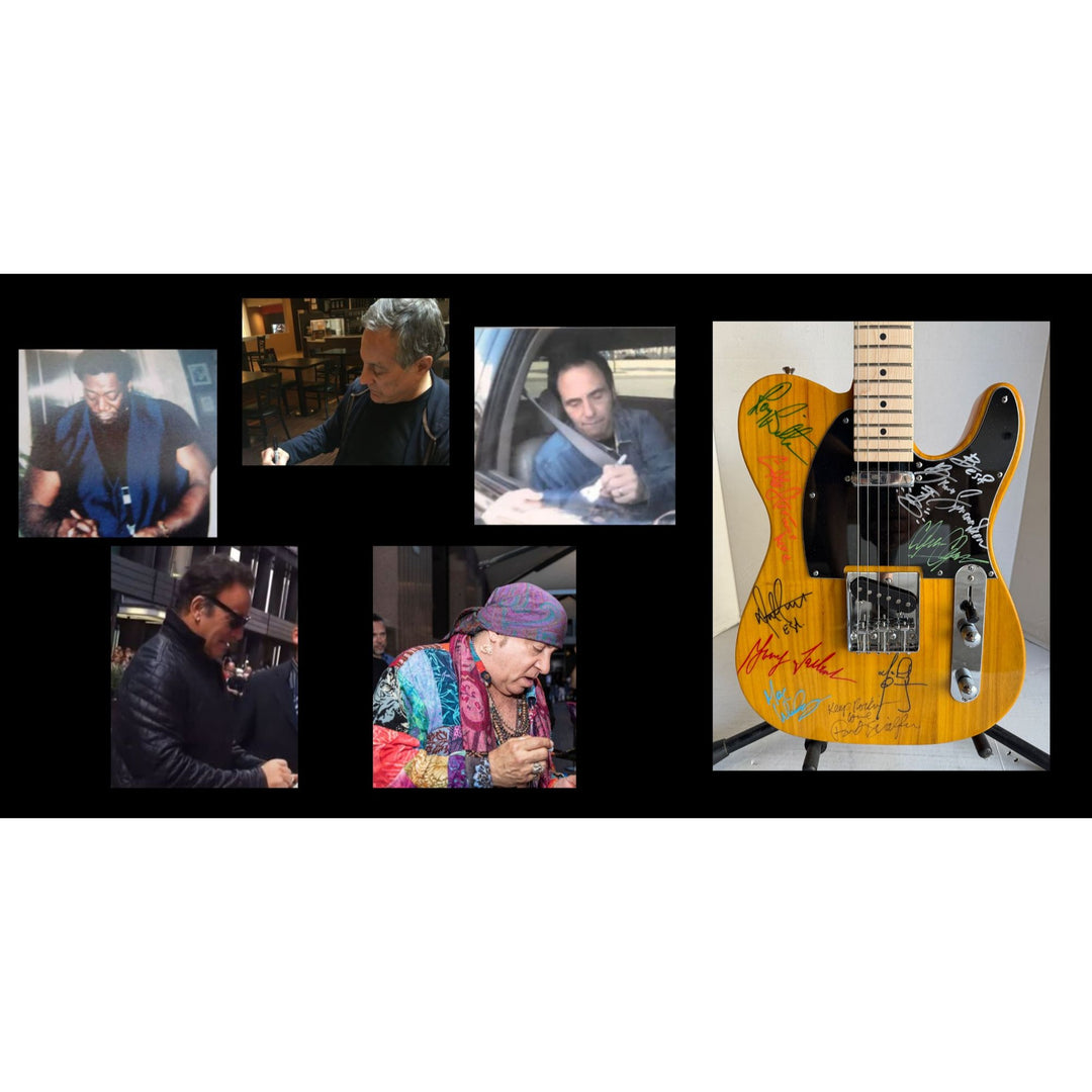 Bruce Springsteen and the E street band Telecaster electric guitar signed with proof.