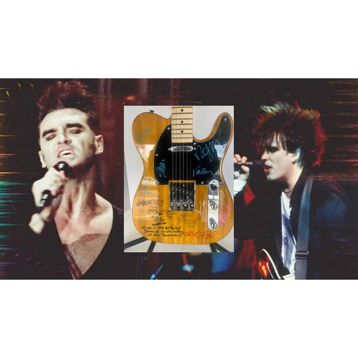 Robert Smith The Cure & Morrissey & The Smith Telecaster electric guitar signed with proof