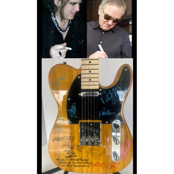 Robert Smith The Cure & Morrissey & The Smith Telecaster electric guitar signed with proof