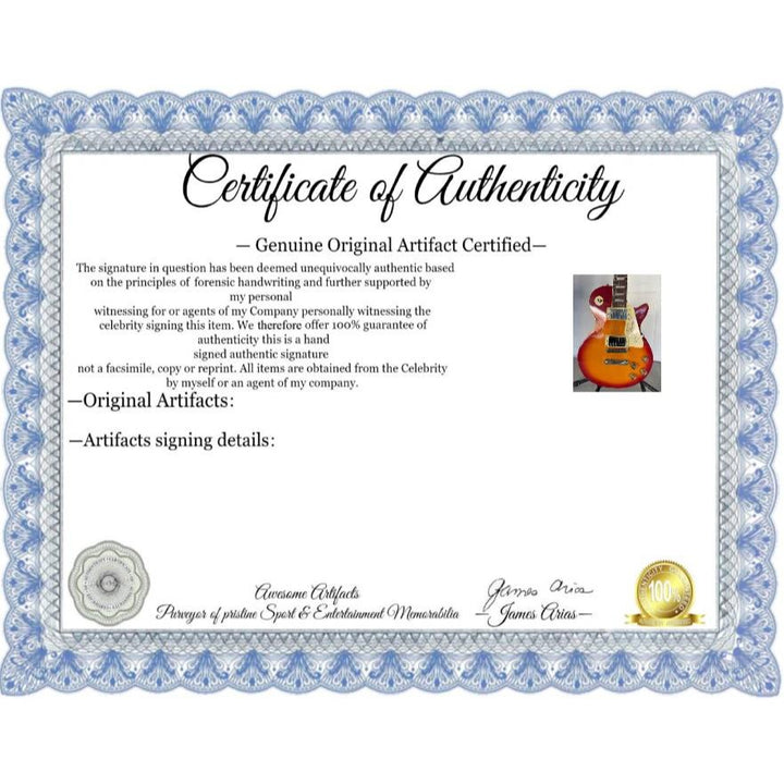 ACDC Angus Young Brian Johnson Les Paul vintage electric guitar signed with full provenance, photo proof and AI certification.