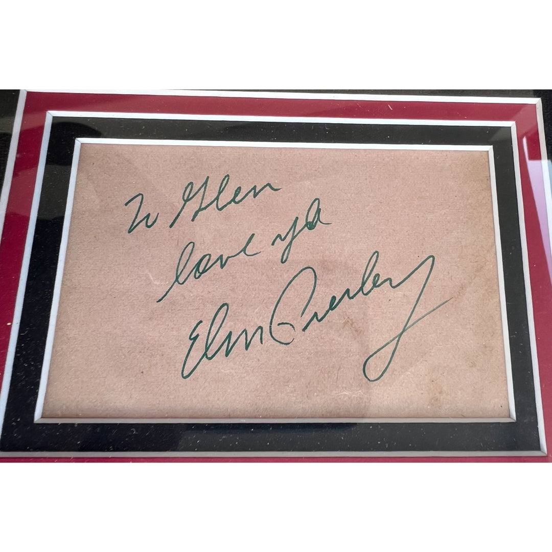 Muhammed Ali 8x10 photo and Elvis Presley autograph page with 19x37 museum quality frame signed with proof