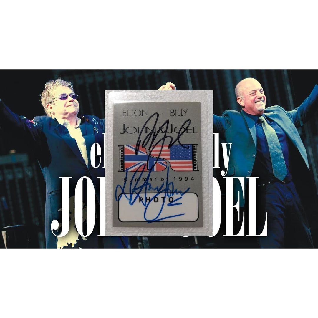 Elton John & Billy Joel photographer concert pass signed