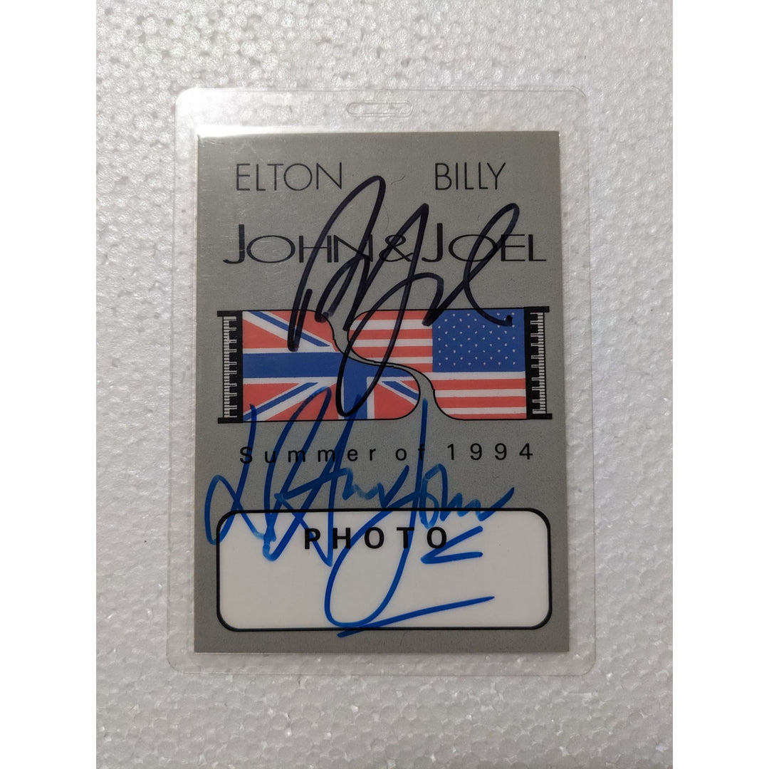 Elton John & Billy Joel photographer concert pass signed