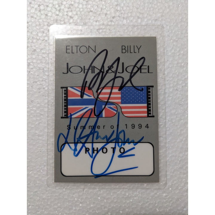 Elton John & Billy Joel photographer concert pass signed