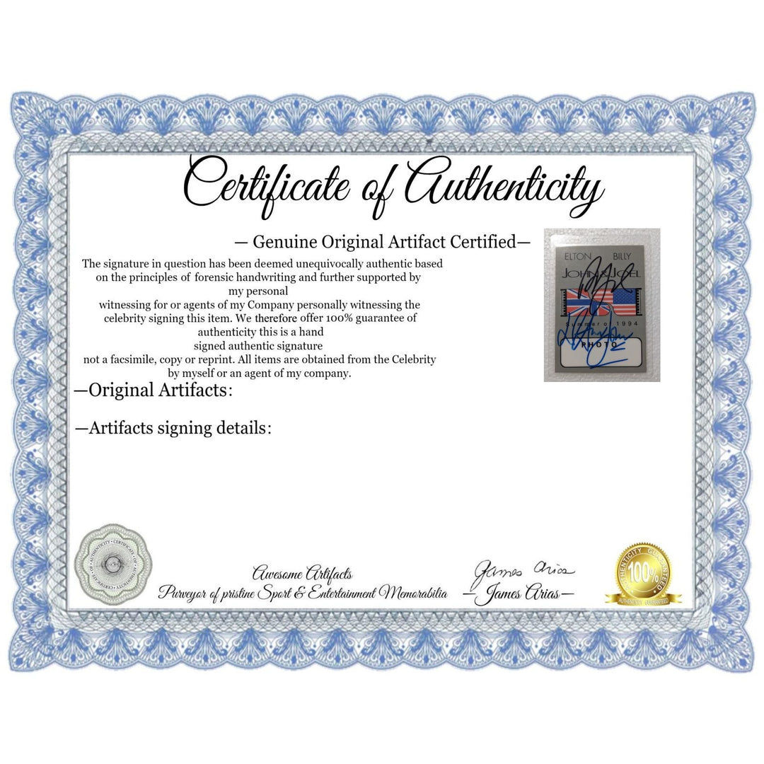 Elton John & Billy Joel photographer concert pass signed