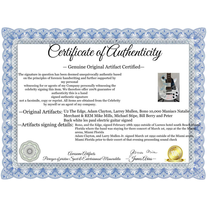 U2 The Edge, Adam Clayton, Larrey Mullen, Bono 10,000 Maniacs Natalie Merchant & REM Mike Mills, Michael Stipe, Bill Berry and Peter Buck .