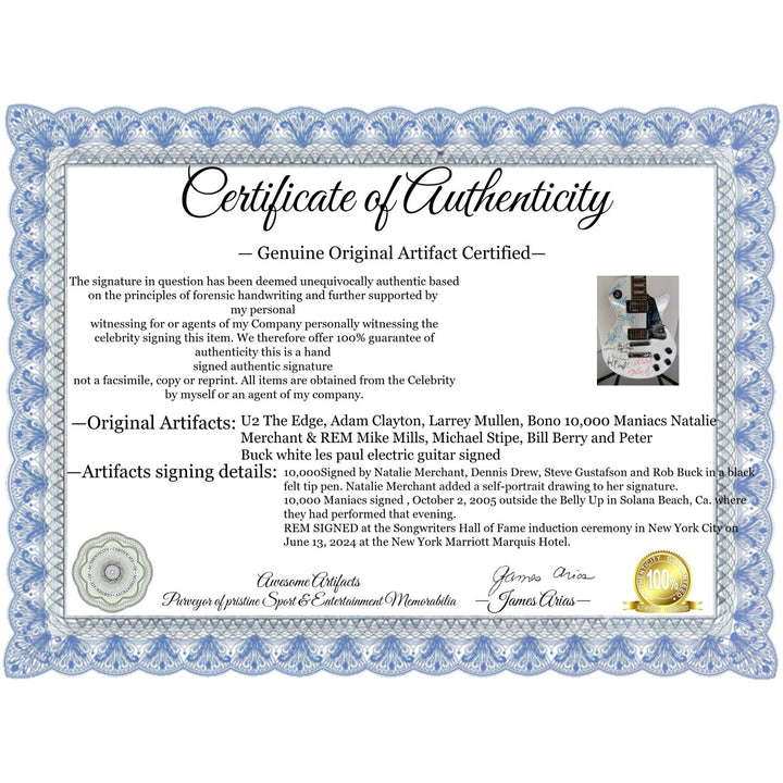 U2 The Edge, Adam Clayton, Larrey Mullen, Bono 10,000 Maniacs Natalie Merchant & REM Mike Mills, Michael Stipe, Bill Berry and Peter Buck .