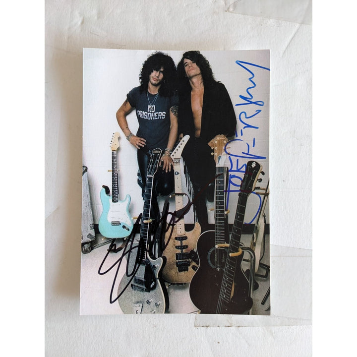 Slash Guns N Roses & Joe Perry Aerosmith 5x7 photo signed with proof