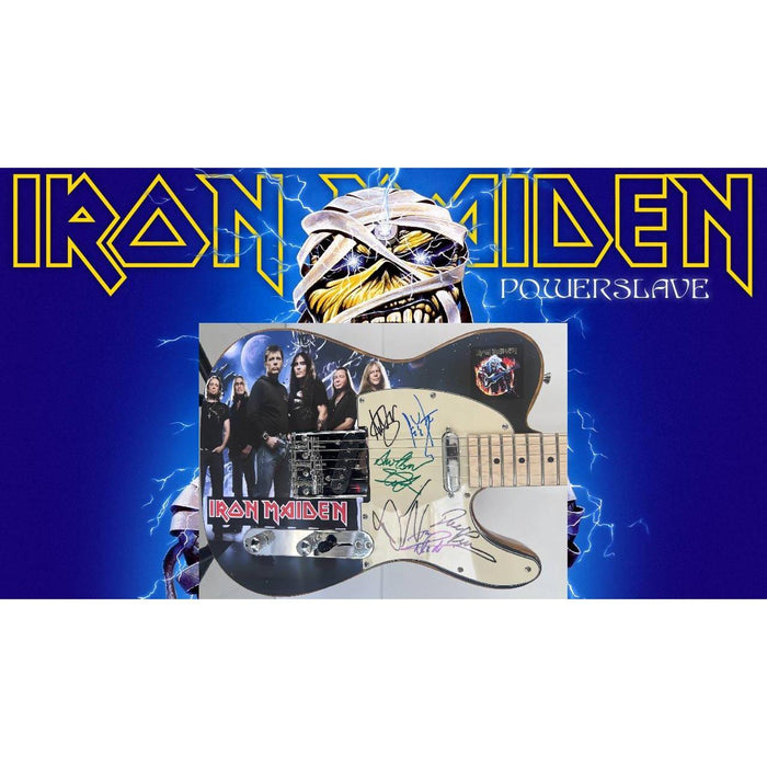 Iron Maiden Bruce Dickinson Steve Harris Niko McBain one of a kind full size electric guitar signed with proof