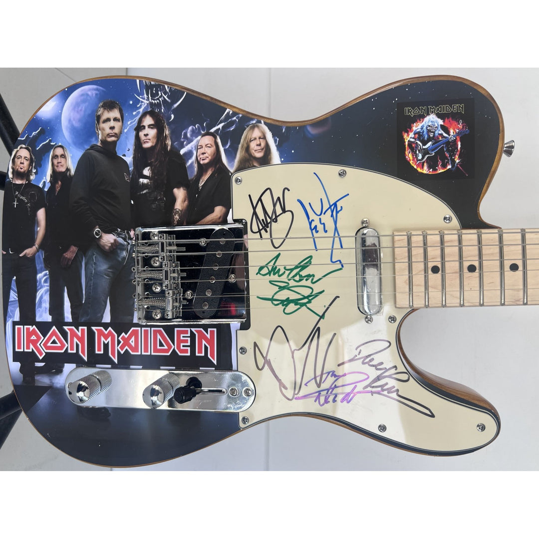 Iron Maiden Bruce Dickinson Steve Harris Niko McBain one of a kind full size electric guitar signed with proof.