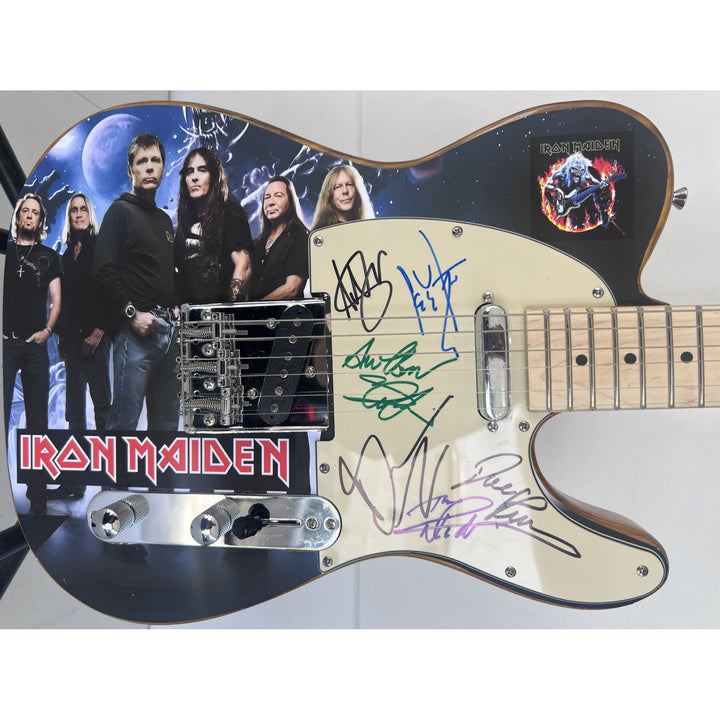 Iron Maiden Bruce Dickinson Steve Harris Niko McBain one of a kind full size electric guitar signed with proof.