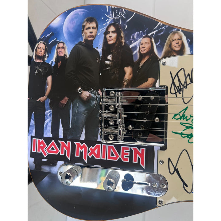 Iron Maiden Bruce Dickinson Steve Harris Niko McBain one of a kind full size electric guitar signed with proof.