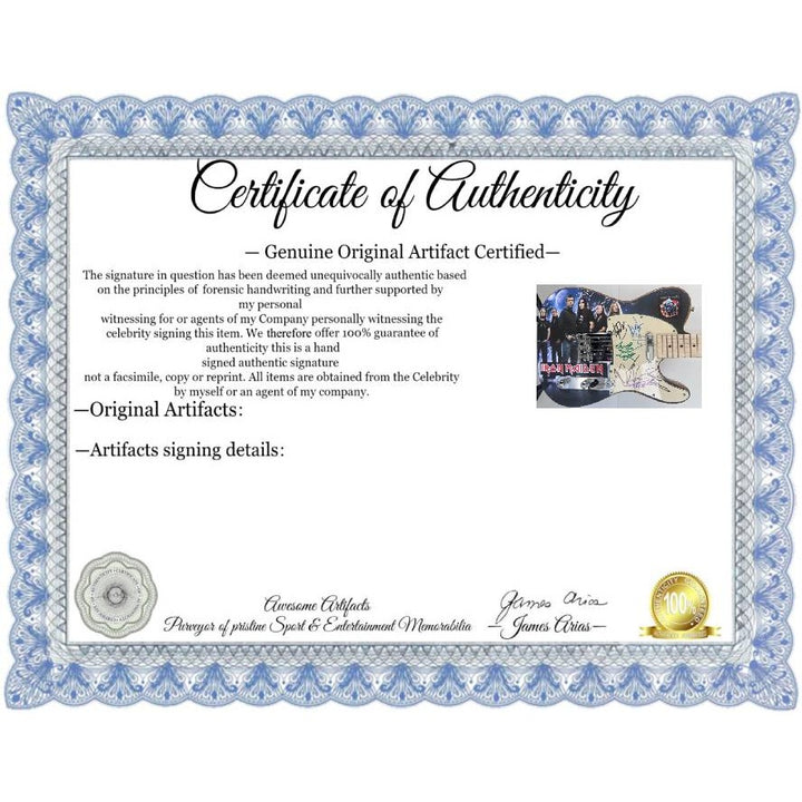 Iron Maiden Bruce Dickinson Steve Harris Niko McBain one of a kind full size electric guitar signed with proof.