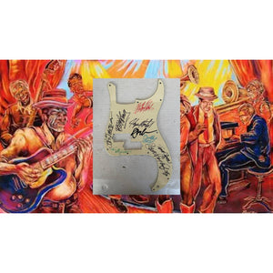 Stevie Ray Vaughan Johnny Winter BB King blues legends signed electric guitar pickguard signed with proof
