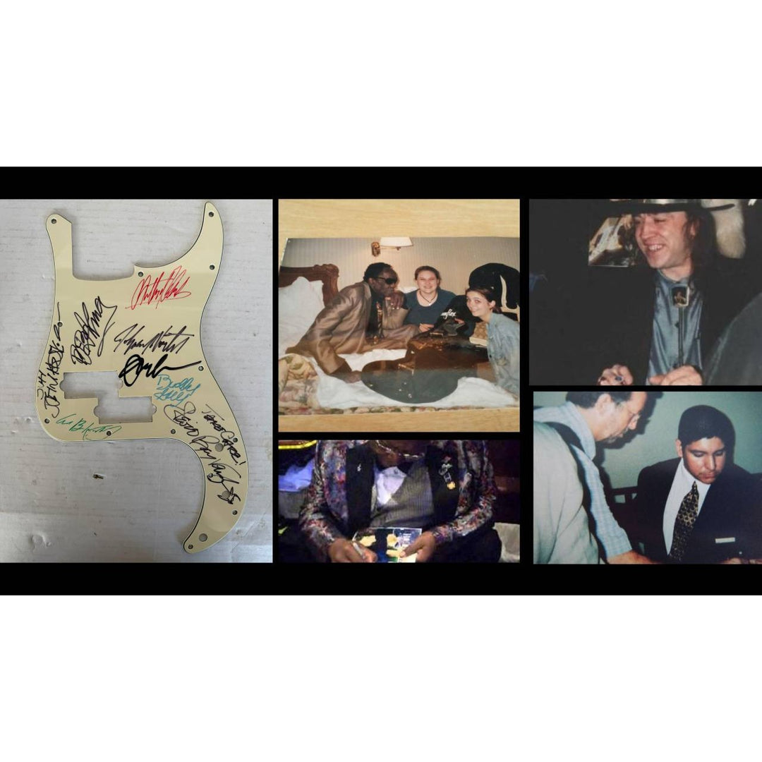 Stevie Ray Vaughan Johnny Winter BB King blues legends signed electric guitar pickguard signed with proof.