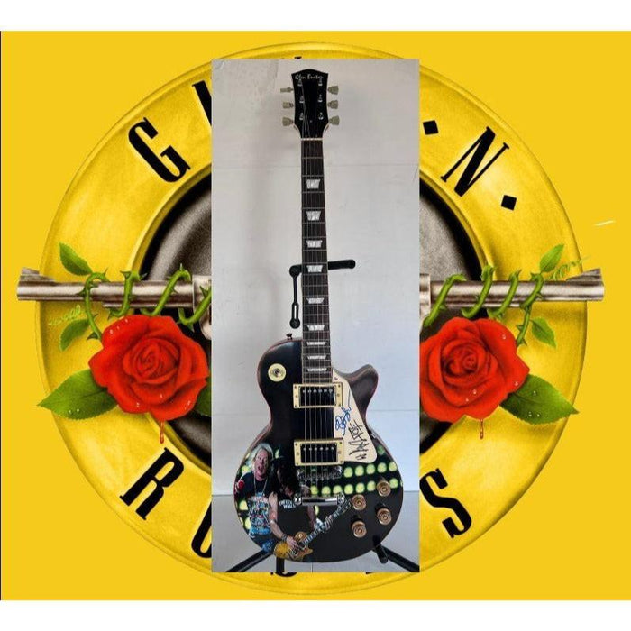 Guns N' Roses Saul Hudson "Slash" and W. Axl Rose Rose one of a kind vintage les paul signed with proof