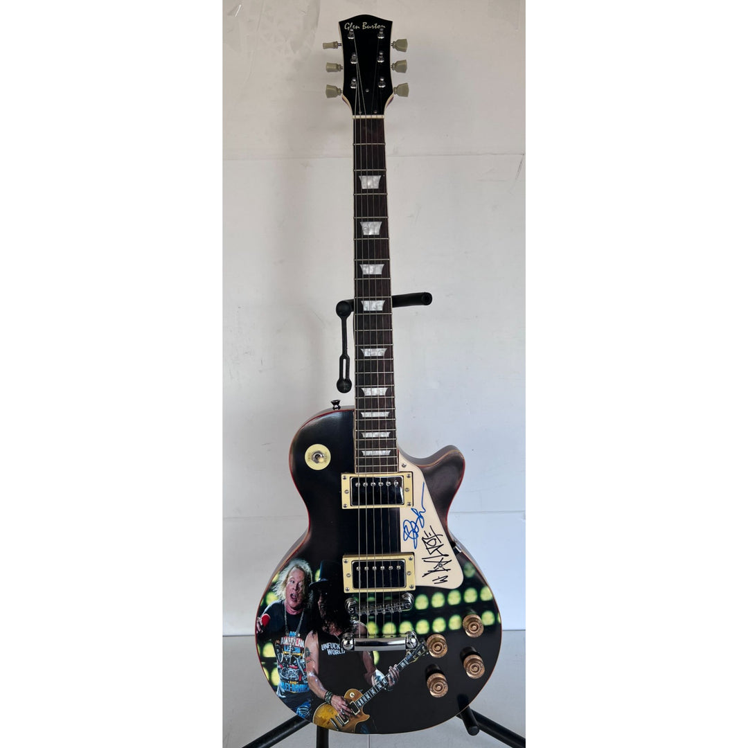 Guns N' Roses Saul Hudson "Slash" and W. Axl Rose Rose one of a kind vintage les paul signed with proof.