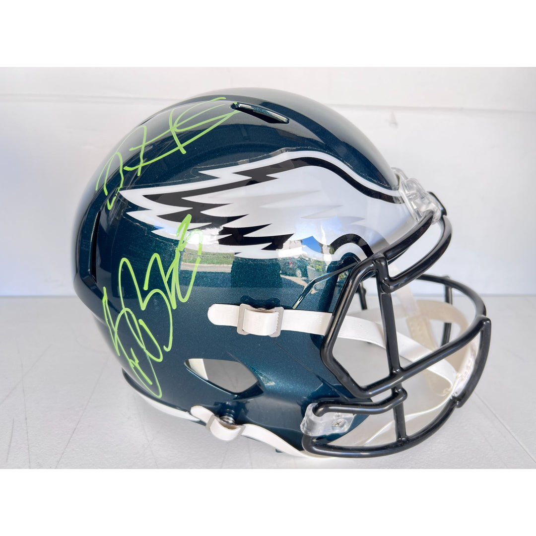 Saquon Barkley, Jalen Hurts Philadelphia Eagles Speed Riddell replica game model helmet signed with proof