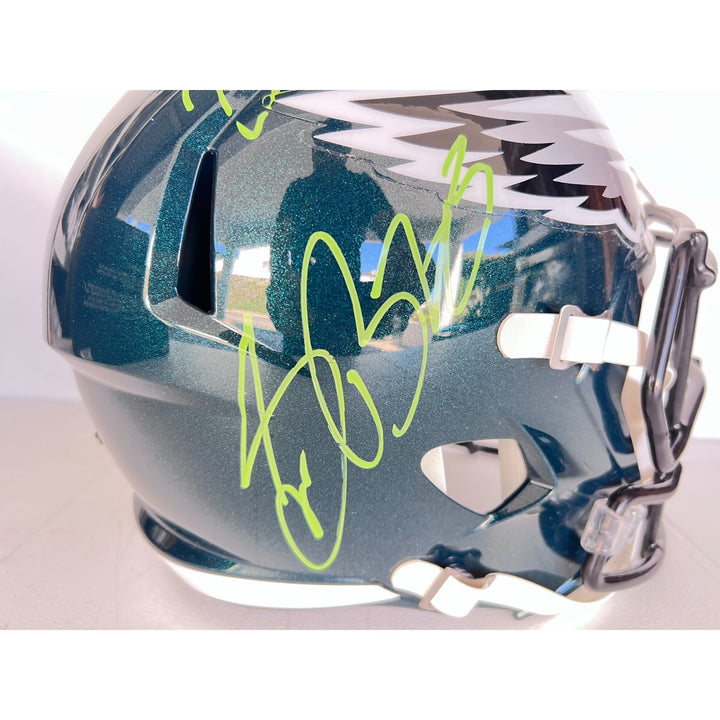 Saquon Barkley, Jalen Hurts Philadelphia Eagles Speed Riddell replica game model helmet signed with proof