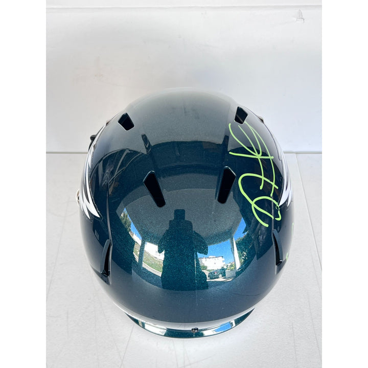 Saquon Barkley, Jalen Hurts Philadelphia Eagles Speed Riddell replica game model helmet signed with proof