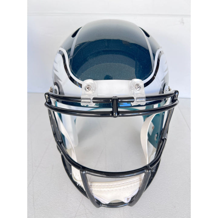 Saquon Barkley, Jalen Hurts Philadelphia Eagles Speed Riddell replica game model helmet signed with proof