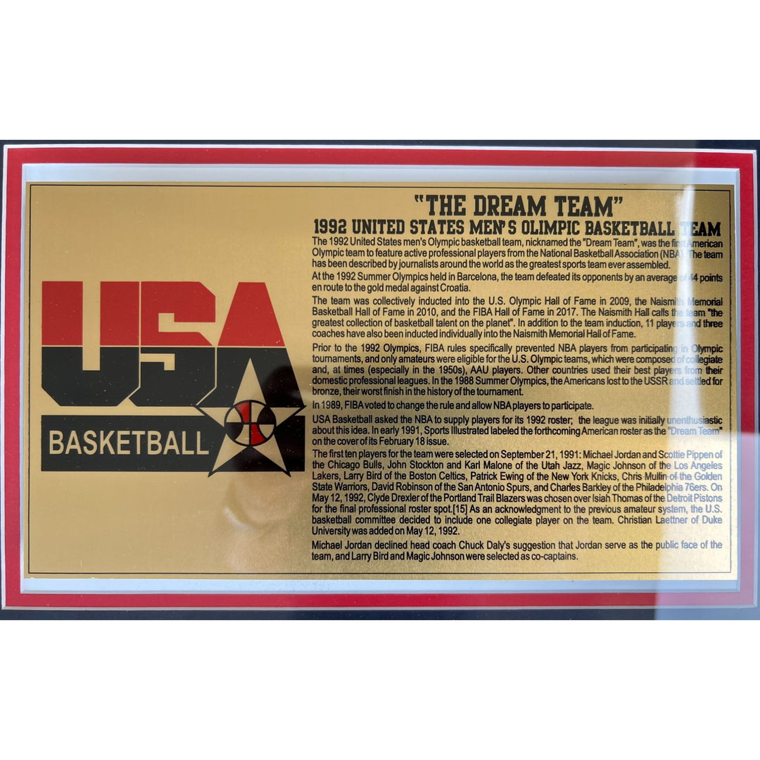 USA basketball team "The Dream team"13 signed in all Michael Jordan , Larry Bird, Magic Johnson 1992 vintage poster signed with proof