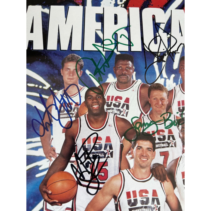 USA basketball team "The Dream team"13 signed in all Michael Jordan , Larry Bird, Magic Johnson 1992 vintage poster signed with proof