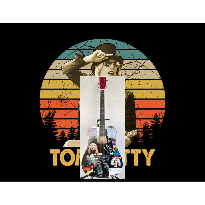 Tom Petty one of a kind full size acoustic guitar signed with proof and Tom added a sketch