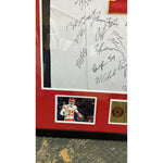 Load image into Gallery viewer, Kansas City Chiefs Patrick Mahomes Travis Kelce Chris Jones Andy Reid 2023-24 Holmes game model jersey xl team signed &amp; framed 40x38
