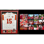 Load image into Gallery viewer, Kansas City Chiefs Patrick Mahomes Travis Kelce Chris Jones Andy Reid 2023-24 Holmes game model jersey xl team signed &amp; framed 40x38
