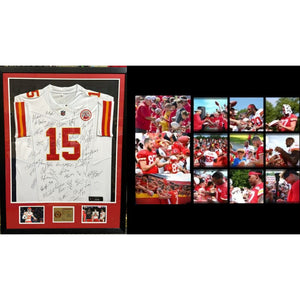 Kansas City Chiefs Patrick Mahomes Travis Kelce Chris Jones Andy Reid 2023-24 Holmes game model jersey xl team signed & framed 40x38