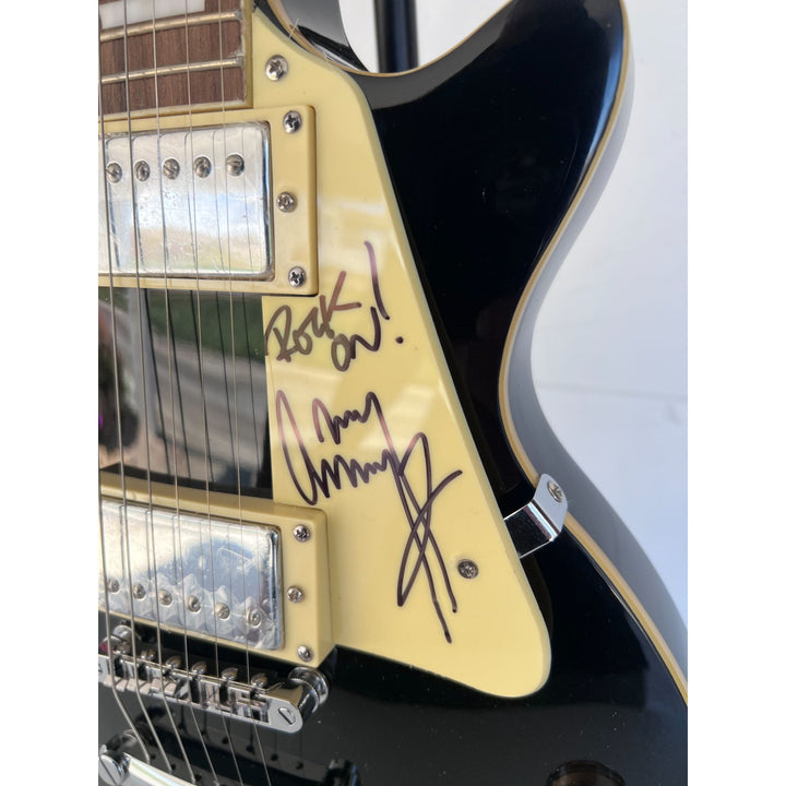 The  Yardbirds Jimmy Page Eric Clapton & Jeff Beck vintage black Les Paul Electric Guitar signed with proof..