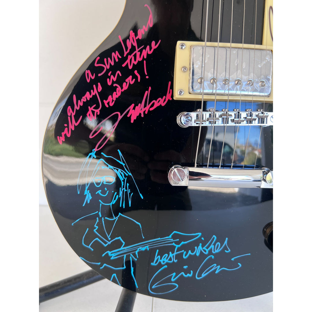 The  Yardbirds Jimmy Page Eric Clapton & Jeff Beck vintage black Les Paul Electric Guitar signed with proof..