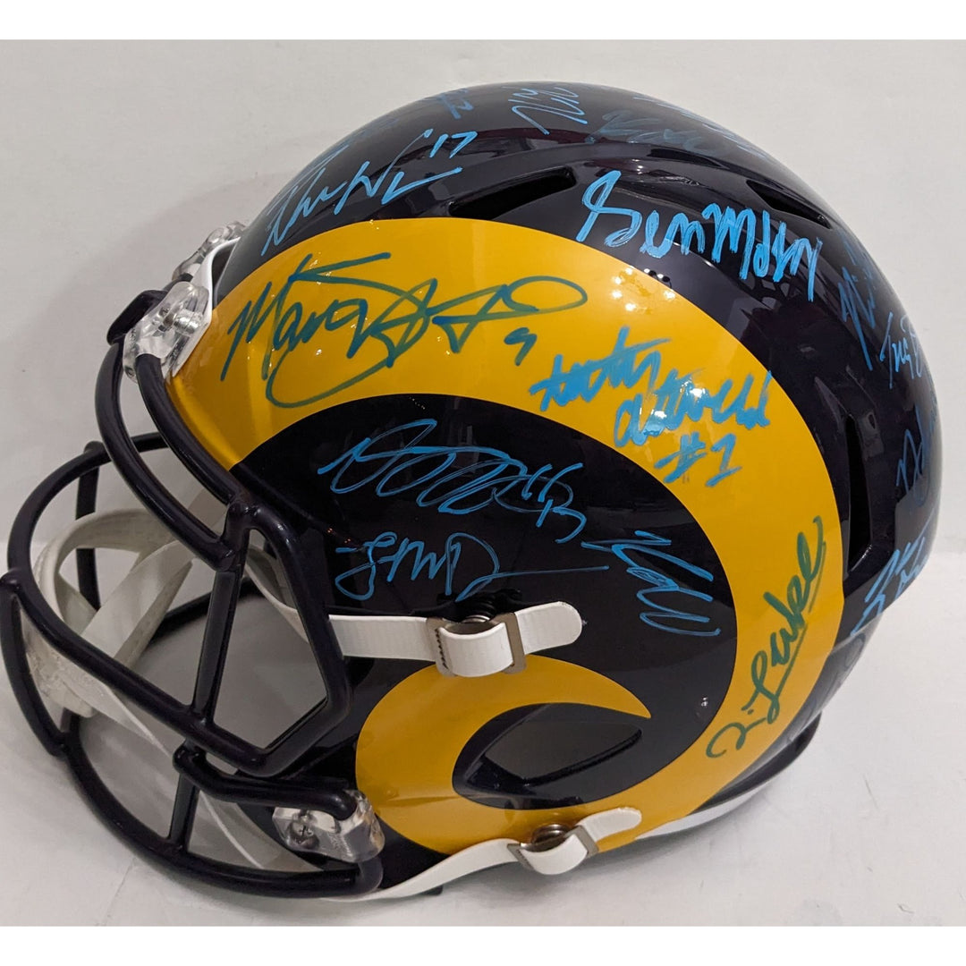 Los Angeles Rams Mathew Stafford Devante Adams Puka Nacua, Sean McVay 2025 team signed Riddel full size speed helmet