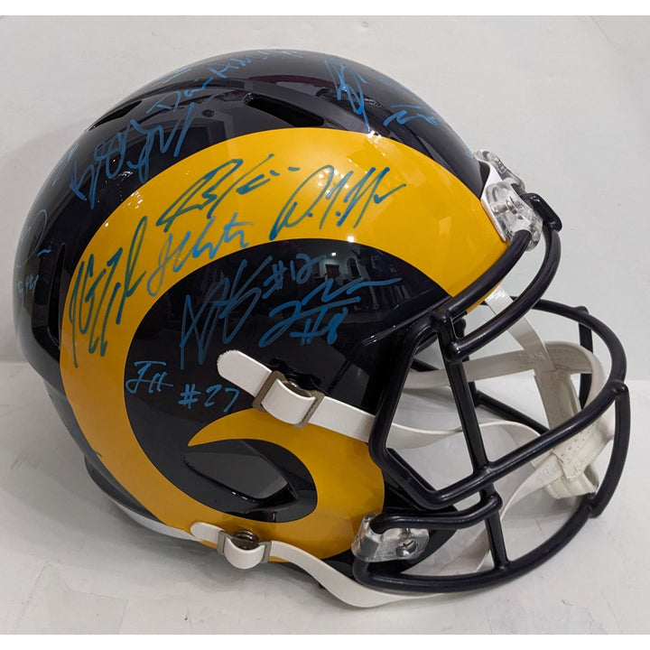 Los Angeles Rams Mathew Stafford Devante Adams Puka Nacua, Sean McVay 2025 team signed Riddel full size speed helmet
