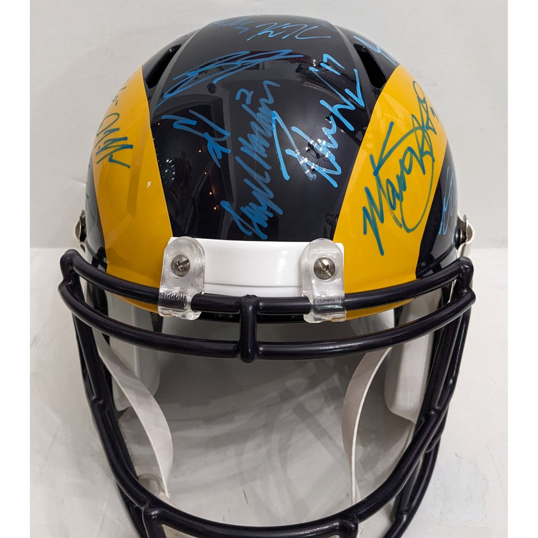 Los Angeles Rams Mathew Stafford Devante Adams Puka Nacua, Sean McVay 2025 team signed Riddel full size speed helmet