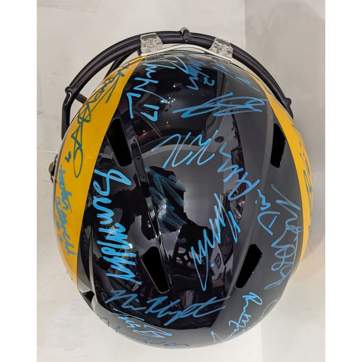 Los Angeles Rams Mathew Stafford Devante Adams Puka Nacua, Sean McVay 2025 team signed Riddel full size speed helmet