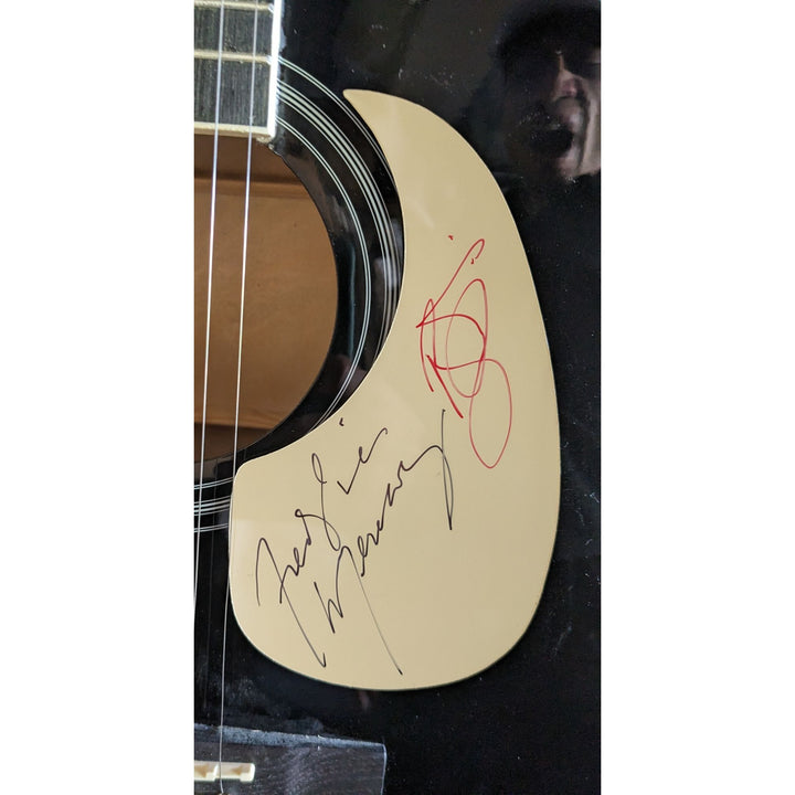 Freddie Mercury Queen and David Bowie 41' full size acoustic guitar signed with proof