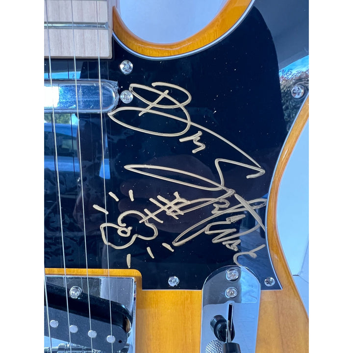 Bruce Springsteen signed with sketch full size honey telecaster signed with proof