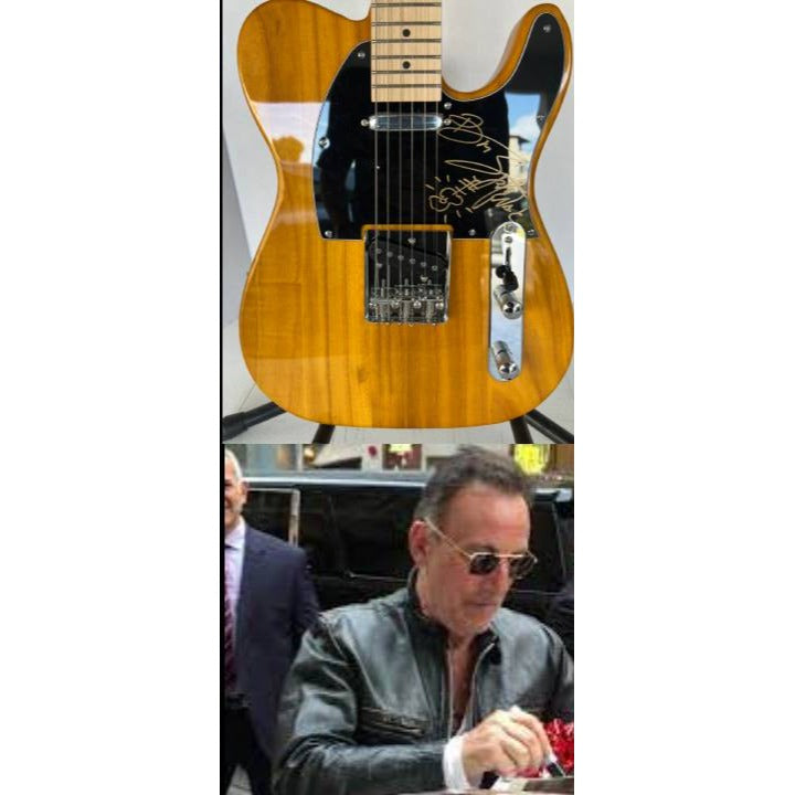 Bruce Springsteen signed with sketch full size honey telecaster signed with proof