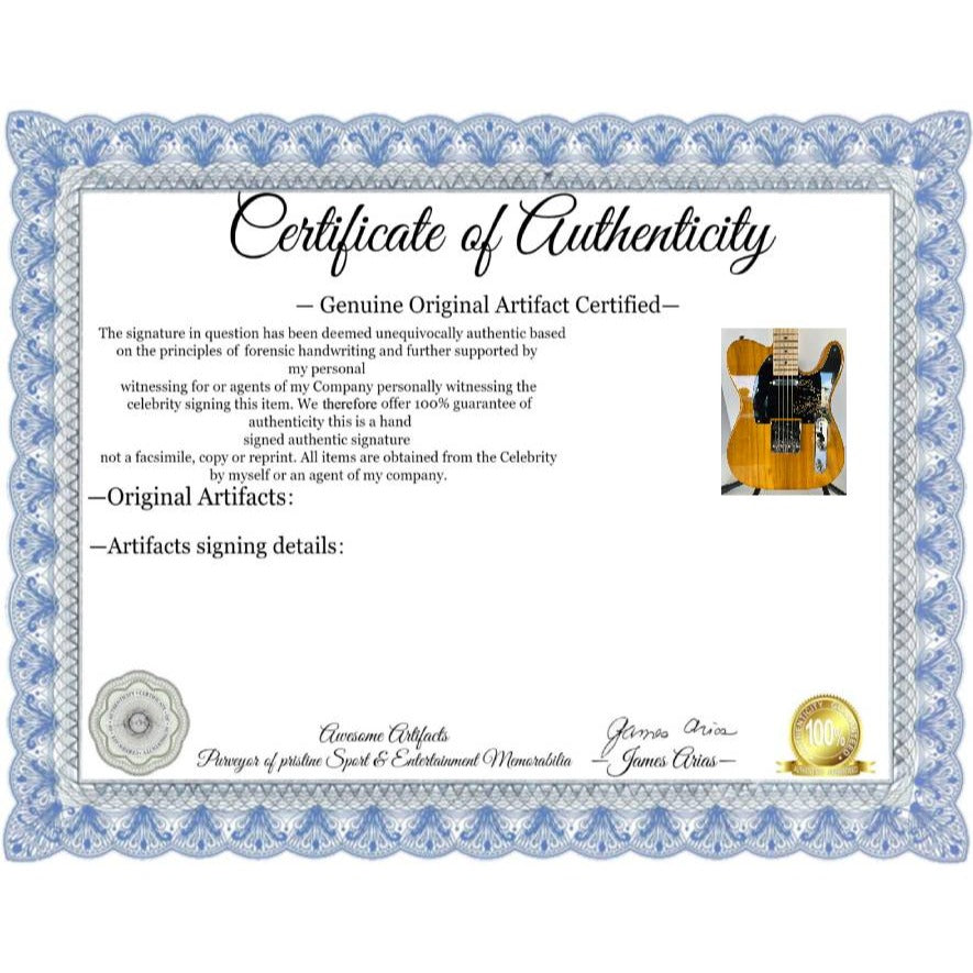 Bruce Springsteen signed with sketch full size honey telecaster signed with proof