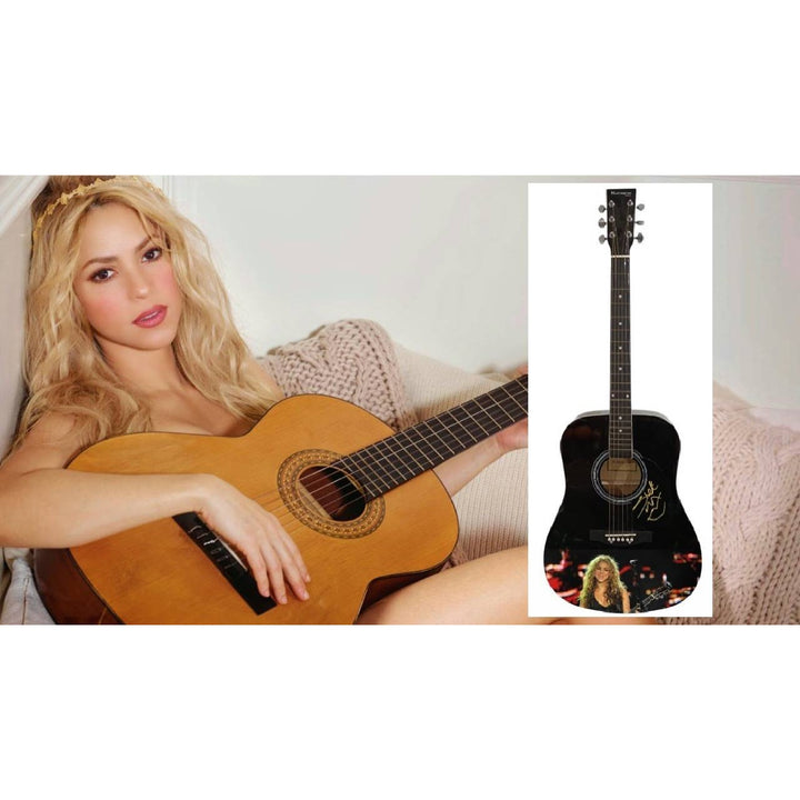 "Shakira" Mebarak Ripoll Columbian musician full size acoustic guitar signed with proof.