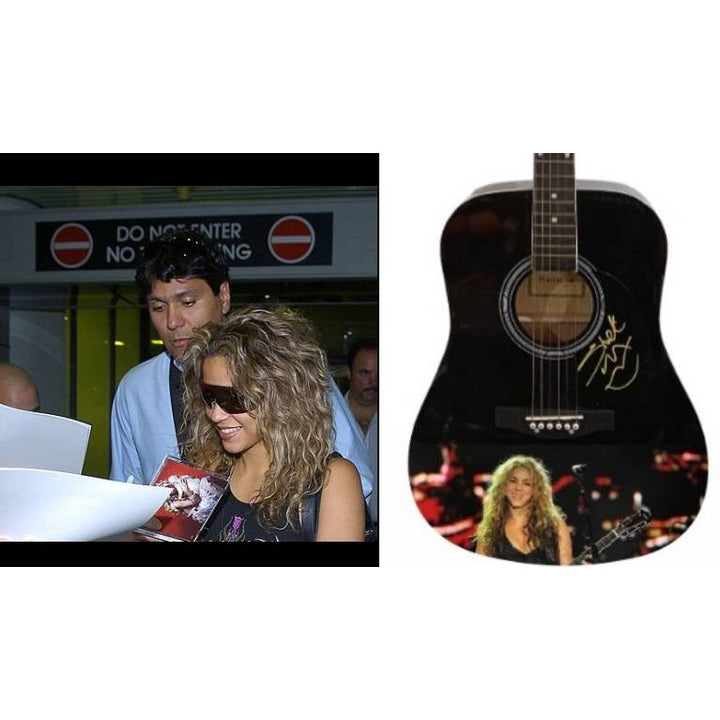 "Shakira" Mebarak Ripoll Columbian musician full size acoustic guitar signed with proof.