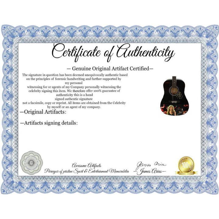 "Shakira" Mebarak Ripoll Columbian musician full size acoustic guitar signed with proof.
