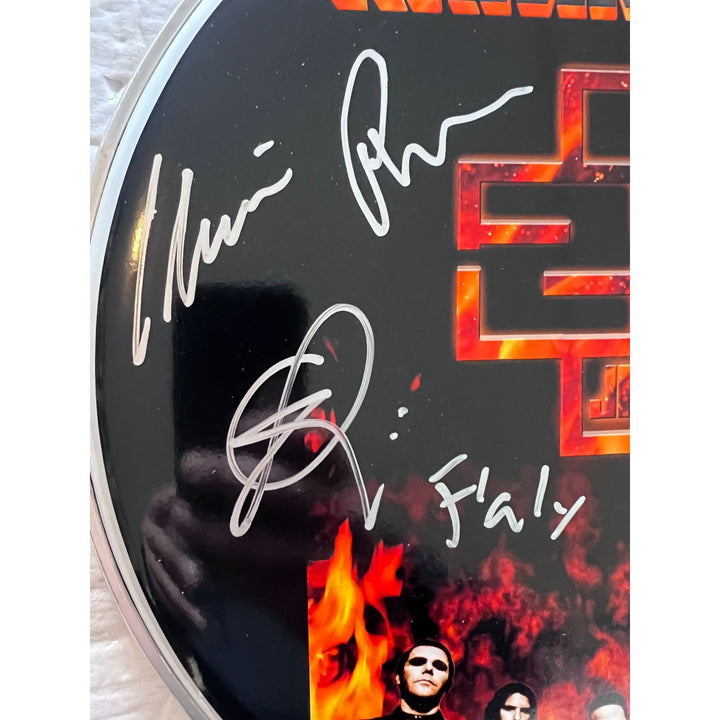 Rammstein Till Lindemann, Richard Kruspe, Flake Lorenz 14-in one-of-a-kind drumhead signed with proof Awesome Artifacts