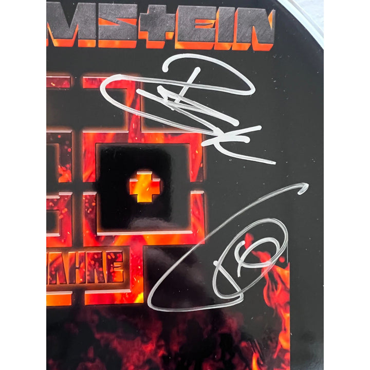 Rammstein Till Lindemann, Richard Kruspe, Flake Lorenz 14-in one-of-a-kind drumhead signed with proof Awesome Artifacts