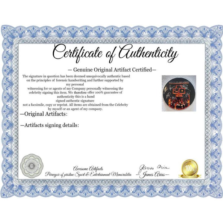 Rammstein Till Lindemann, Richard Kruspe, Flake Lorenz 14-in one-of-a-kind drumhead signed with proof Awesome Artifacts