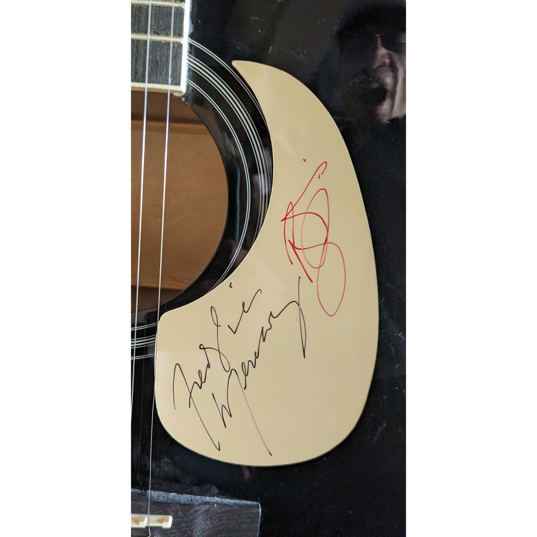 Freddie Mercury Queen and David Bowie 41' full size acoustic guitar signed with proof