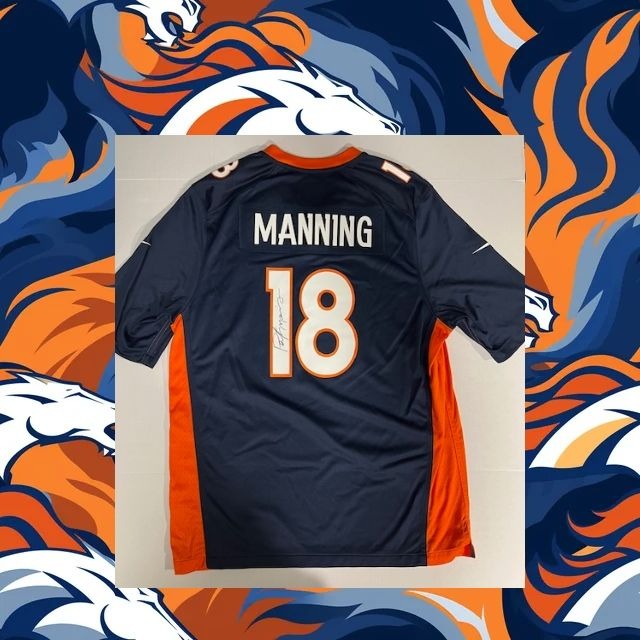 Peyton Manning Denver Broncos game model Jersey size extra large sign with proof